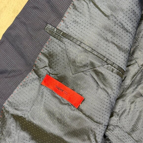 Hugo Boss Suit 2pc Nailhead 100s Wool Blue "C-Jays1" 42 S 34x23 - Picture 9 of 16